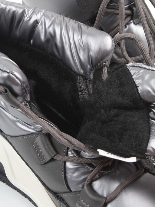 04-WG039-1M GRAY Ботинки зимние женские (натуральная кожа, курточная ткань, 100% шерсть)