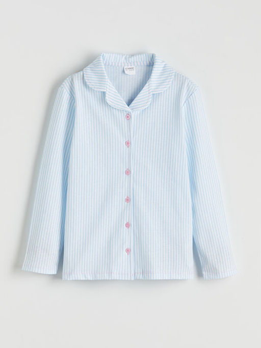 ?izgili G?mlek Yaka K?z ?ocuk Pijama Tak?m