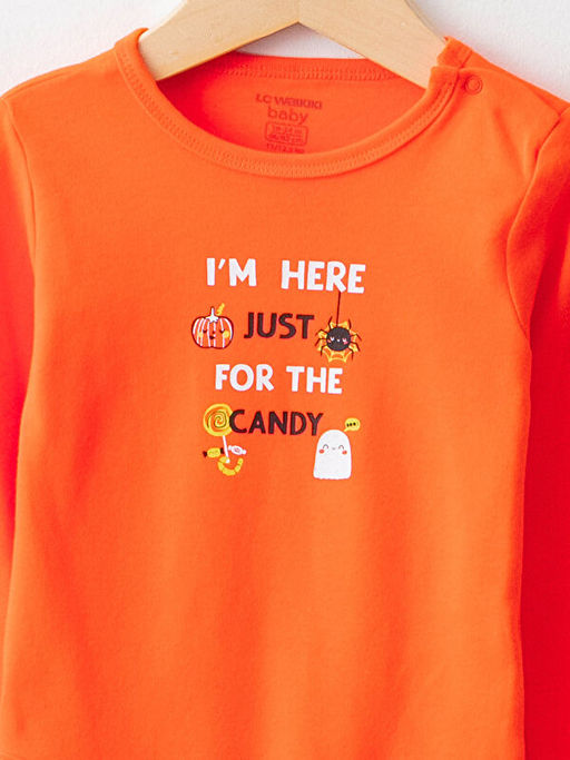 Bisiklet Yaka Uzun Kollu Bask?l? Erkek Bebek ??t??tl? Body 2li - Waikiki фото 3