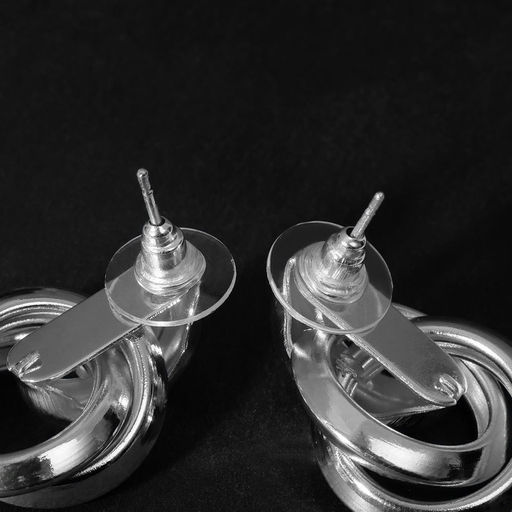 Серьги металл Геометрия круги на кольце, цвет серебро - Queen fair фото 3