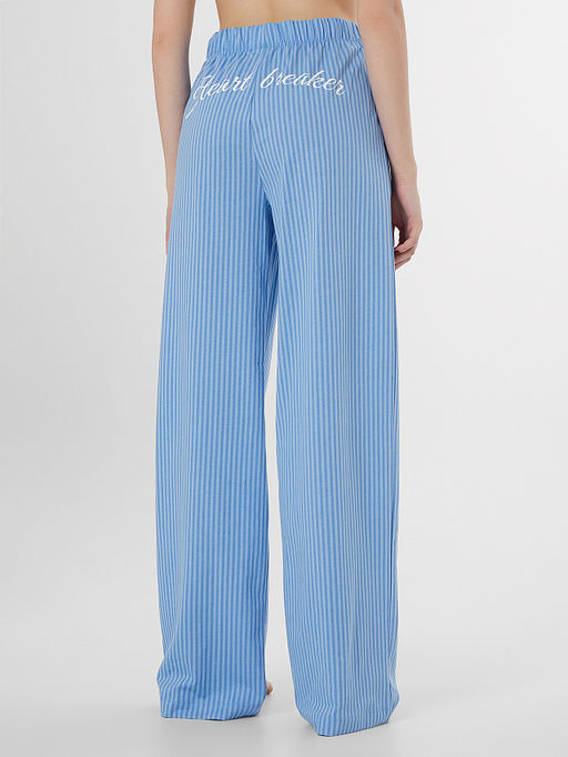 Брюки домашние женские голубые в полоску с надписью - Mark formelle фото 2
