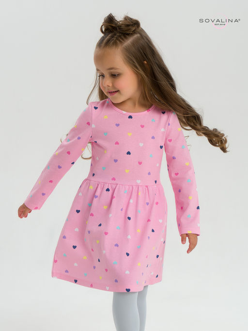 Платье Эля цветные сердечки на розовом - Sovalina фото 29