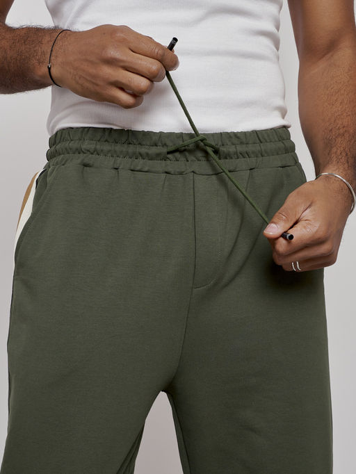 Широкие спортивные штаны трикотажные мужские цвета хаки 12903Kh - Mtforce фото 17