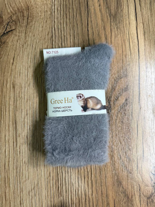BK934 Носки, 1 пара (шерсть норки) СЕРЫЙ