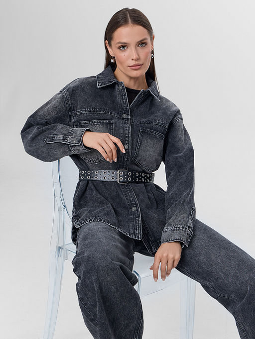 Жакет женский джинсовый серый - Mark formelle фото 8