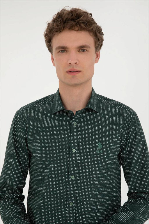Мужская зеленая рубашка с длинным рукавом Неожиданная скидка в корзине - U.s. polo assn фото 2
