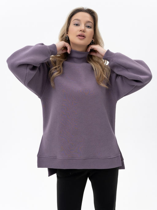 футер 3х нитка с начесом Свитшот ,серо-лавандовый - Binita фото 3