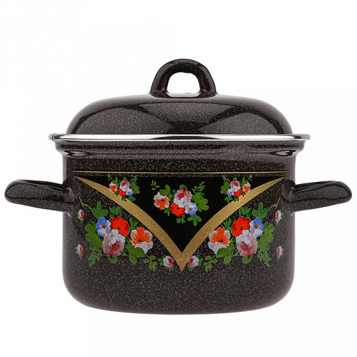 "Красава" Кастрюля эмалированная 1,5л, форма цилиндрическая, металлическая крышка (Россия)