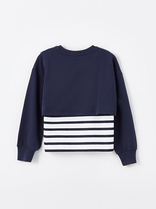 Bisiklet Yaka ?izgili Uzun Kollu Crop K?z ?ocuk Sweatshirt - Waikiki фото 2