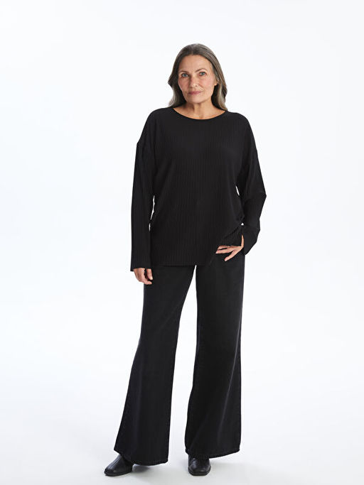 Bisiklet Yaka Dokulu Kad?n Ti??rt