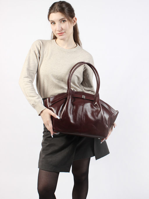 LACCOMA сумка Y2383-бордовый натуральная кожа хлопок фото 5