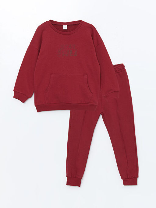 Bisiklet Yaka Uzun Kollu Bask?l? Erkek Bebek Sweatshirt ve E?ofman Alt 2li Tak?m