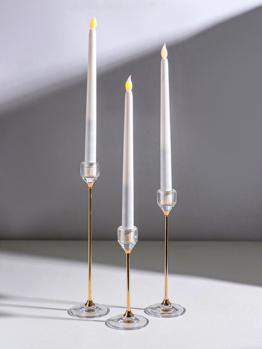 Набор подсвечников на 1 свечу «Грань», d=2.5 см, 3 шт., прозрачный с золотом