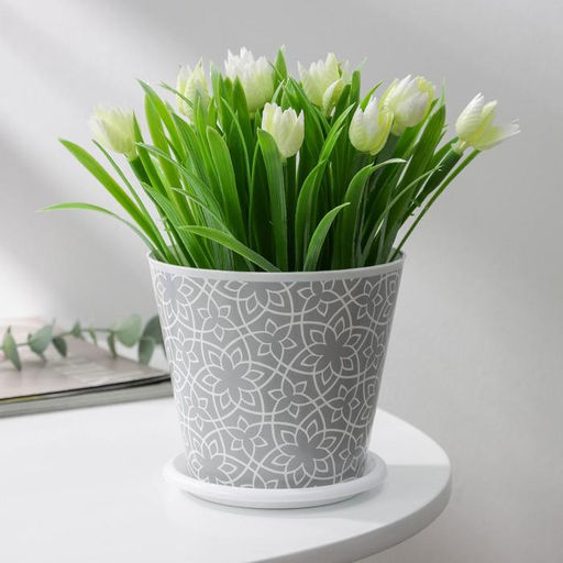 Цена за 2 шт. Горшок для цветов Доляна «Кракле», 800 мл, цвет серый