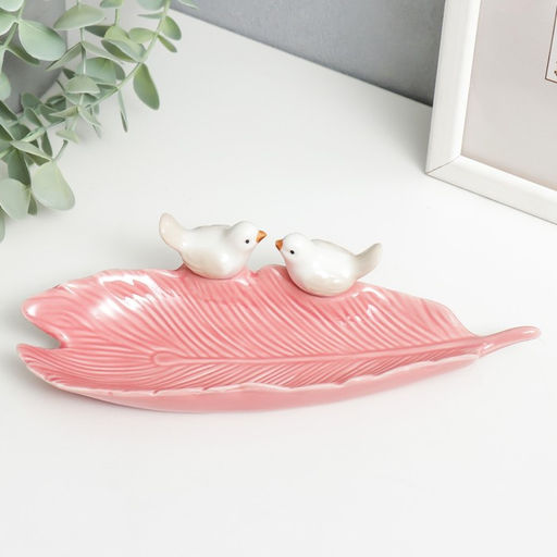 Фигурка-подставка для мелочей «Птички на длинном листе», керамика, 5×20.5×7.5 см, МИКС