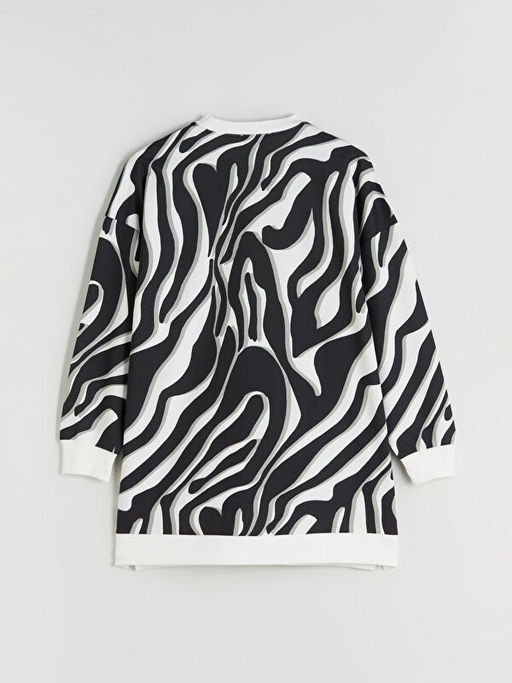 Bisiklet Yaka Desenli Kad?n Sweatshirt Tunik