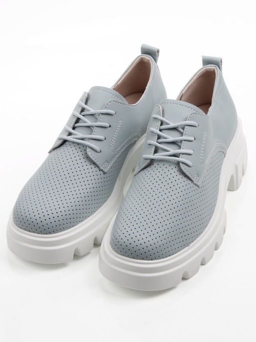 03-HY11-3D GRAY/LT. BLUE Полуботинки летние женские (натуральная кожа)