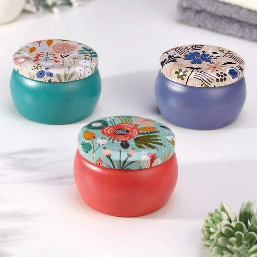 Ароматическая свеча в банке «Фрезия», из соевого воска с сухоцветом, 4.5×6 см, 80 г