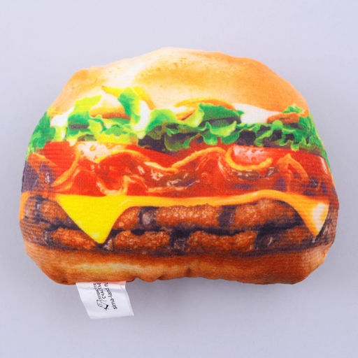 Игрушка для собак с пищалкой Бургер из текстиля, 12 х 9,3 см - Пушистое счастье фото 3