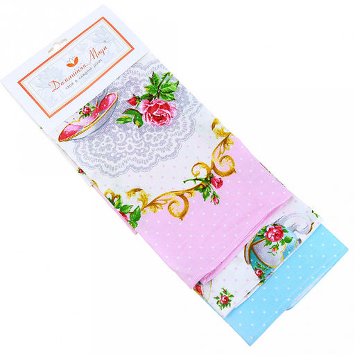 Полотенце кухонное рогожка 48х62см "Французский завтрак", 171г/м2, хлопок 100%, комплект 3шт, "Домашняя мода" (Россия)