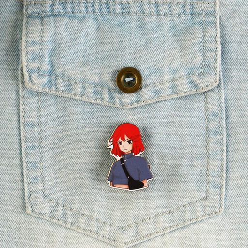 Цена за 4 шт. Значок деревянный Рыжая девушка, аниме, 2.4?3.4 см