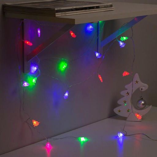 Гирлянда Нить 3 м с насадками Ёлки, IP20, прозрачная нить, 20 LED, свечение мульти (RG/RB), мигание, USB - Luazon lighting фото 3