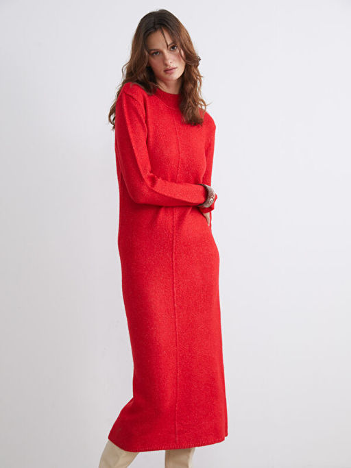 Bisiklet Yaka Triko Elbise