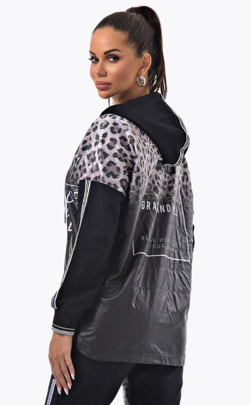 Толстовка из футера комбинированного с принтованной плащевой тканью