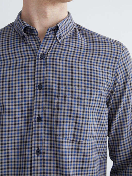 Regular Fit Uzun Kollu Ekose Gabardin Erkek G?mlek