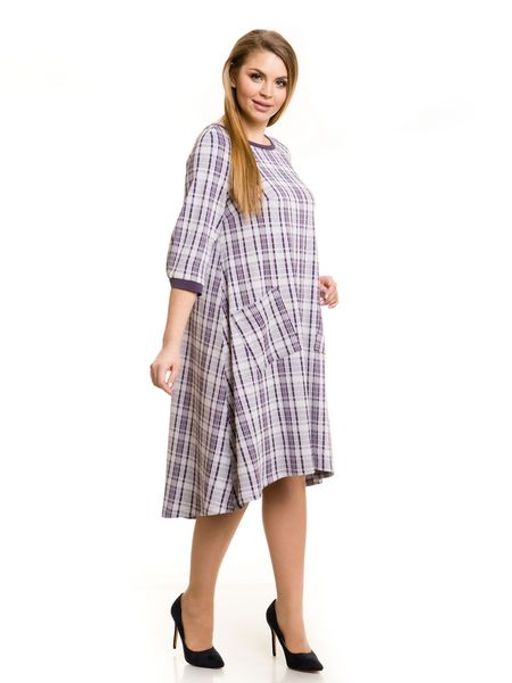 Платье 728 сиреневая клетка - Novita фото 3