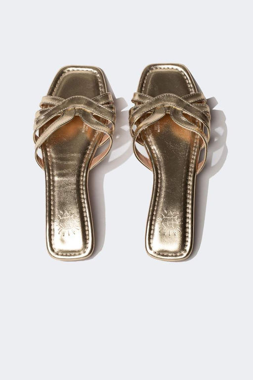 Женские тапочки без шнуровки на плоской подошве из искусственной кожи - Defacto фото 7