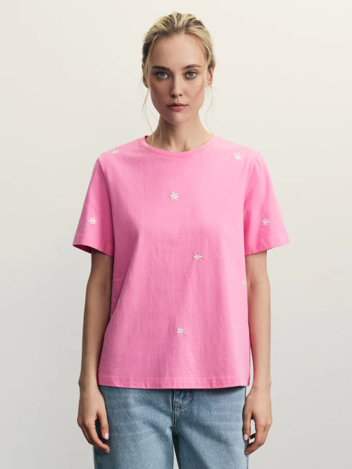 Футболка из хлопка с вышивкой / Zarina  фото 10