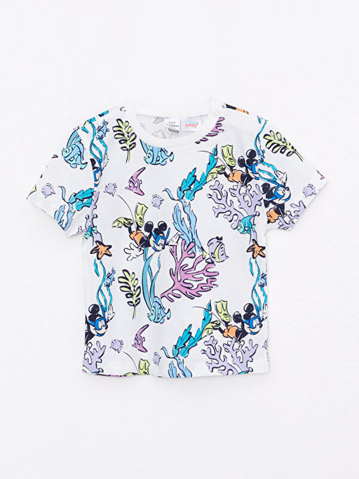 Bisiklet Yaka K?sa Kollu Mickey Mouse Bask?l? Erkek Bebek Ti??rt ve Pantolon 2li Tak?m - Waikiki фото 2