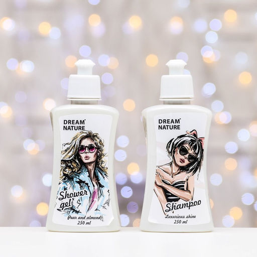 Подарочный набор косметики DreamNature: шампунь для ослабленных и поврежденных волос,250 мл + гель для душа, 250 мл
