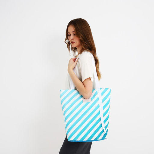 Сумка-шопер пляжная Nazamok, в полосочку, 39×32 см, голубая