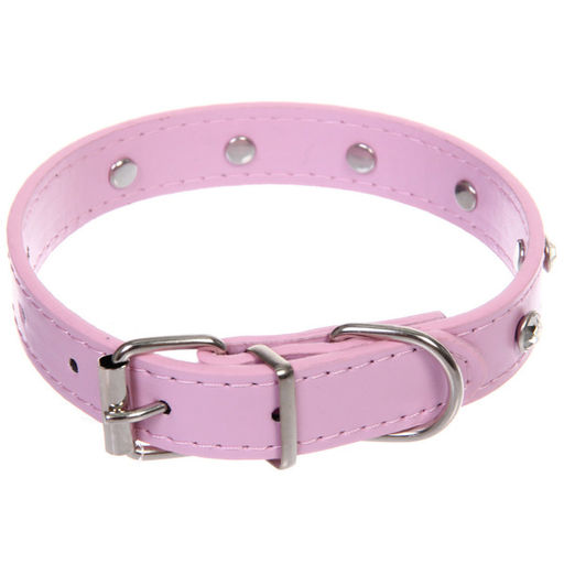 Цена за 3 шт. Ошейник для собак и кошек со стразами "На стиле", цвет пудровый, 2см, размер S, 28*30см (лейбл)