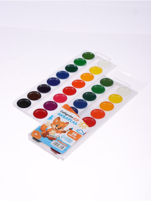 Акварель Calligrata kids 16 цветов, пластик