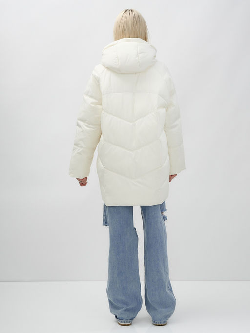 Куртка летучая мышь женская с капюшоном зимняя бежевого цвета 9617B - Mtforce фото 5