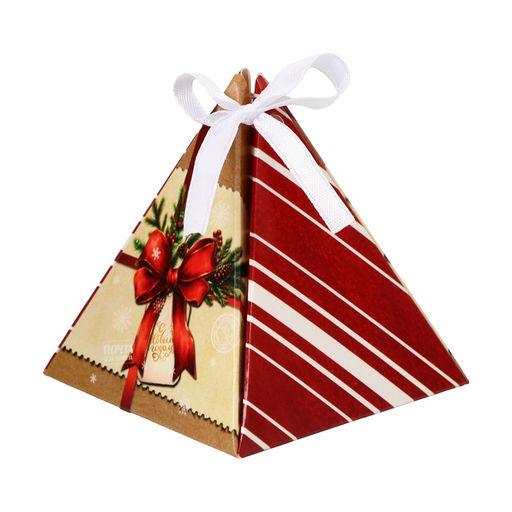 Цена за 5 шт. Бонбоньерка, новогодняя подарочная упаковка «Подарок», 7×7×7.5 см