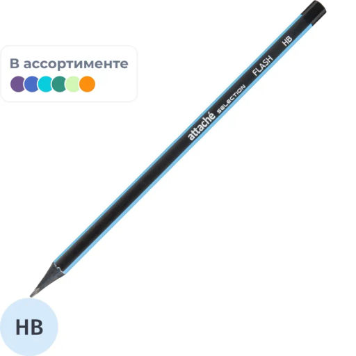 Карандаш чернографитный Attache Selection Flash HB б/ласт черн.дерево ассор  фото 2