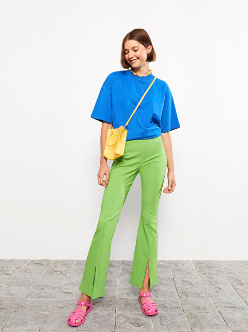 Kad?n Beli Fermuarl? D?z Pantolon