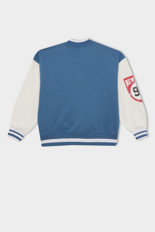 Кардиган-бомбер на толстой мягкой подкладке с воротником колледжа для девочек и застежкой-кнопкой - Defacto фото 3