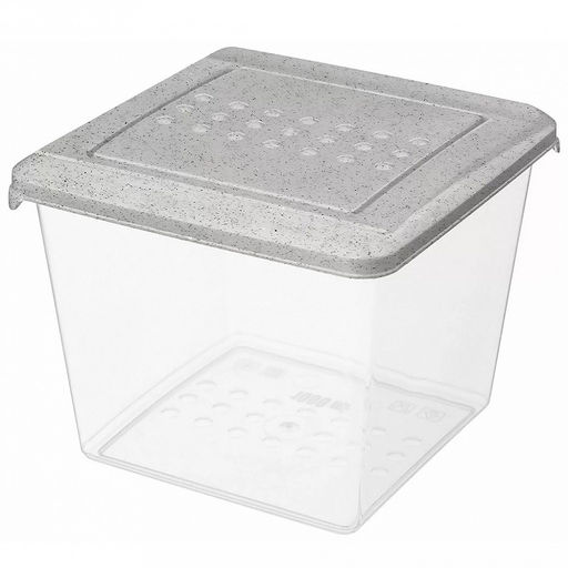 "Asti" Контейнер для продуктов пластмассовый 1л, 12,4х12,4х10см, квадратный, полипропилен, гранит светло-серый, подходит для СВЧ (Россия)