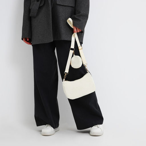 Сумка-багет на молнии, цвет молочный - Nazamok фото 10