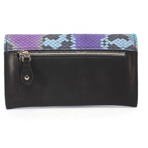 Портмоне женское Croco-ПР-958 натуральная кожа 2 отд, 8 карм, черный сирень питон/черный шора (505-1000) 228559  фото 2