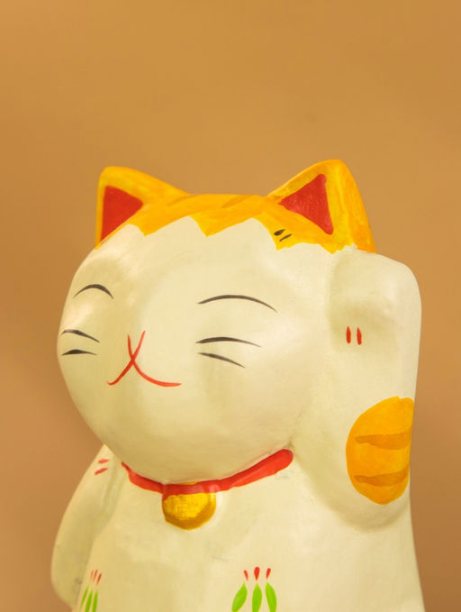 Фигурка «Кошка Неко», 6×6×11 см, дерево, оранжевый