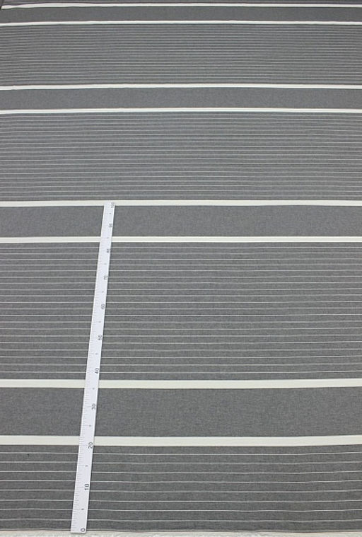 Вареный (стираный) хлопок Полосы (цв.молочный) на т.сером меланже, СОРТ2, ш.2.5м, хл-100% - Купава фото 5