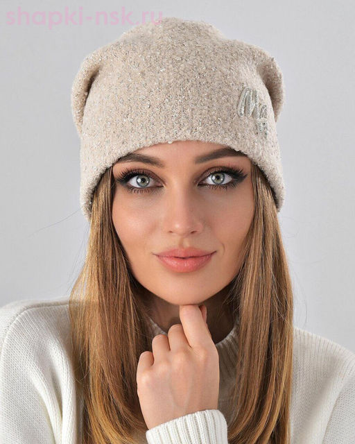 Букле пайетка вышивка Шапка флис (56-58)