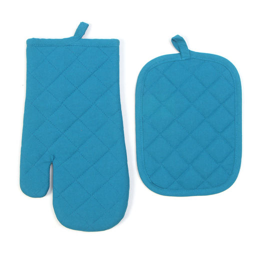 Набор кухонный Этель, цв. синий: варежка-прихватка 18х26 см, прихватка 18х21 см  фото 3