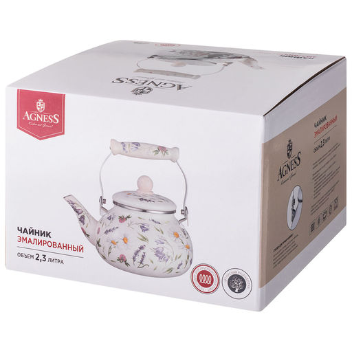 ЧАЙНИК AGNESS ЭМАЛИРОВАННЫЙ СЕРИЯ FLOWER STORY, 2,3 Л  фото 5